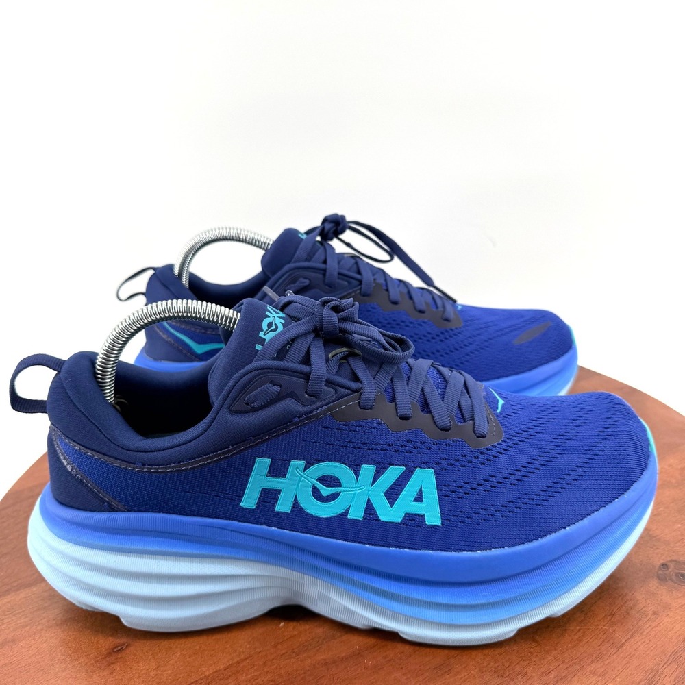 Hoka Bondi 8 Cushioned Walking Running Shoes Blue 1123202-BBBG Size Men 9.5D